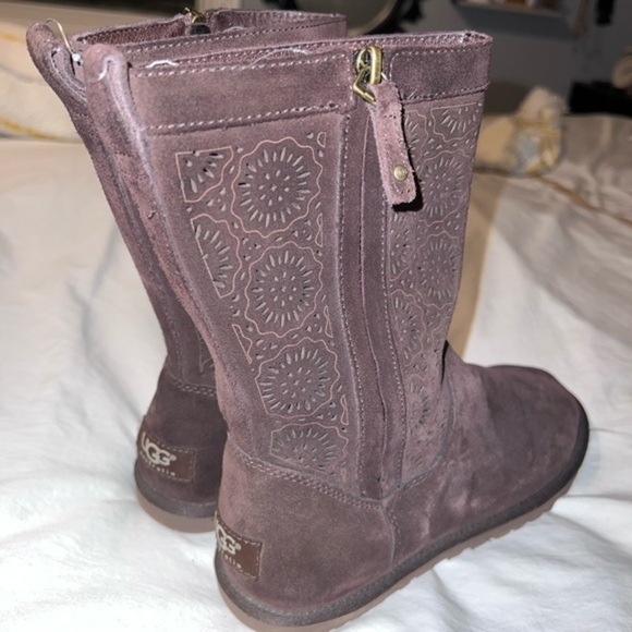 UGG Boots Australia Cottage Eyelet Brown Suede Leather Zip Up Shoes  sz 7 - Picture 8 of 10